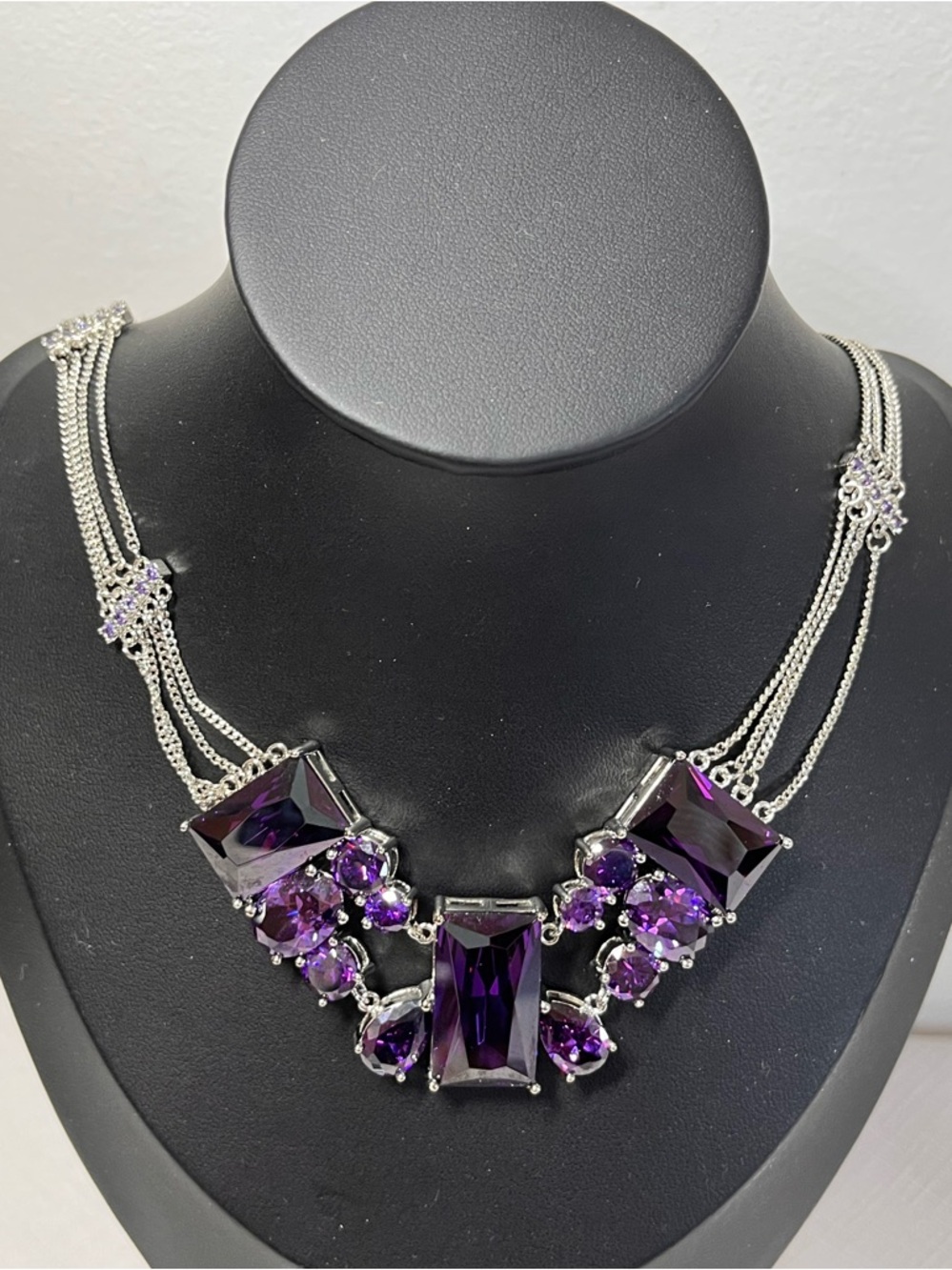 PARK LANE Purple Crystal Silver-tone Statement Necklace. Special occasion!